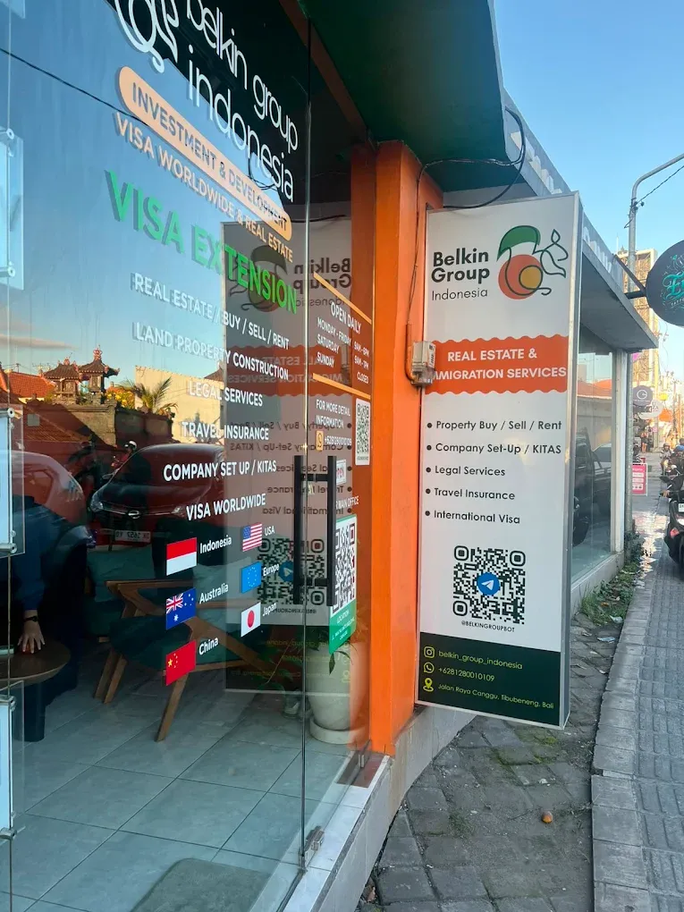 Belkin Group Indonesia shopfront on Jl. Raya Canggu with a list of services
